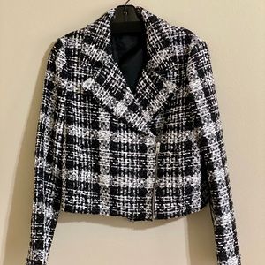 Theory Slim Moto Rubber Tweed Jacket